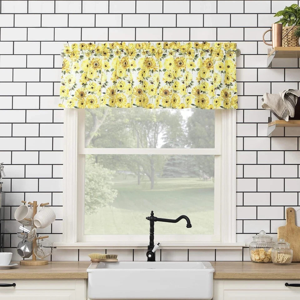 Sunflower Print Semi-Sheer 36″W x 54″L (Pack of 1), Yellow