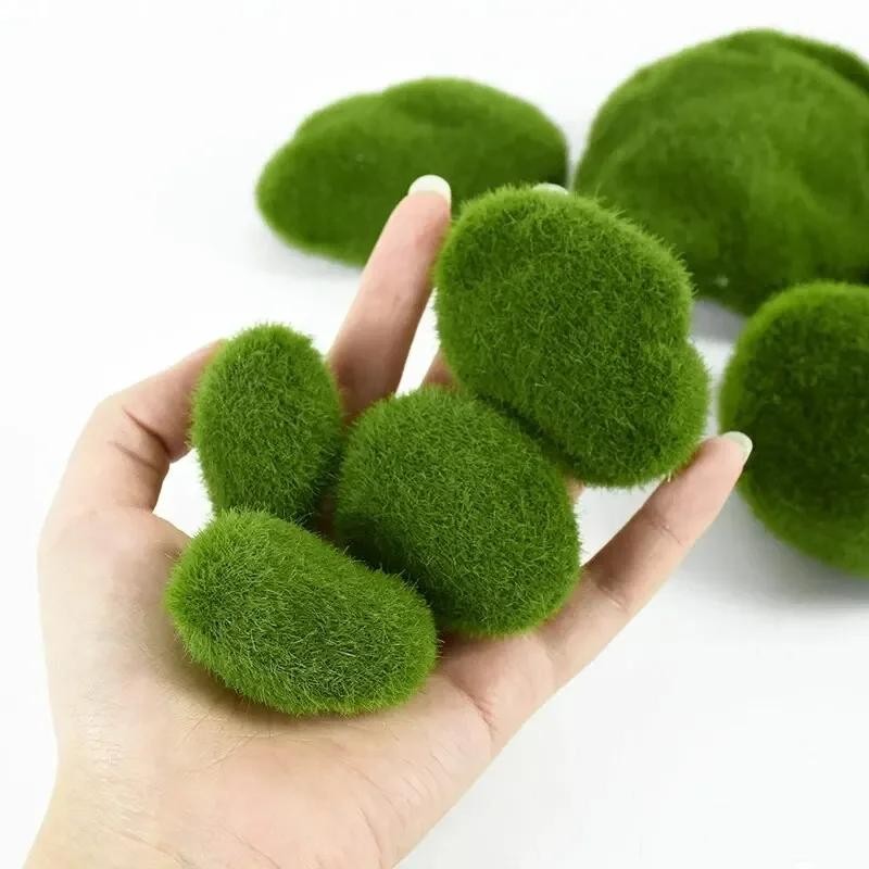 10pcs Artificial Moss Rocks Fake Green Stones Garden Pot Craft Decor Set
