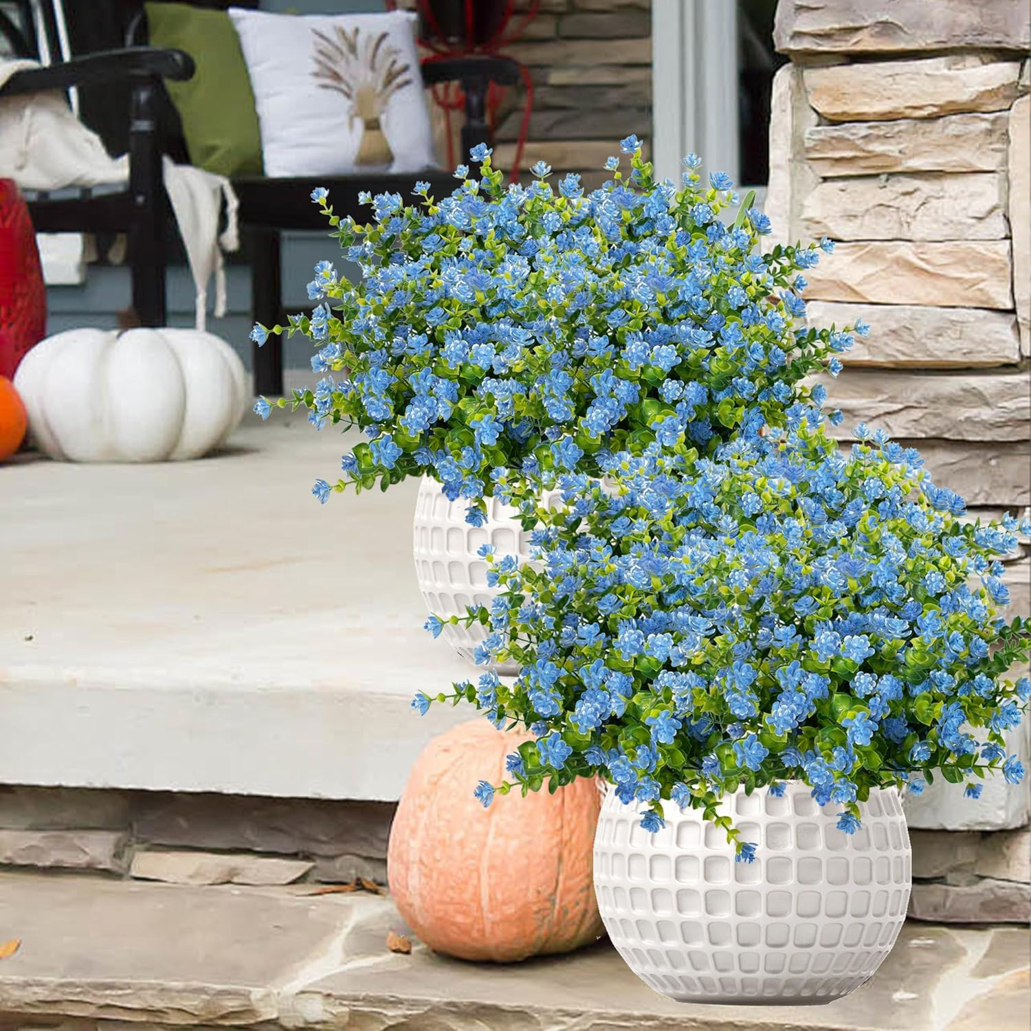 Outdoor Artificial Flowers UV Resistant, 20 Bundles Fake Realistic Floral Greene