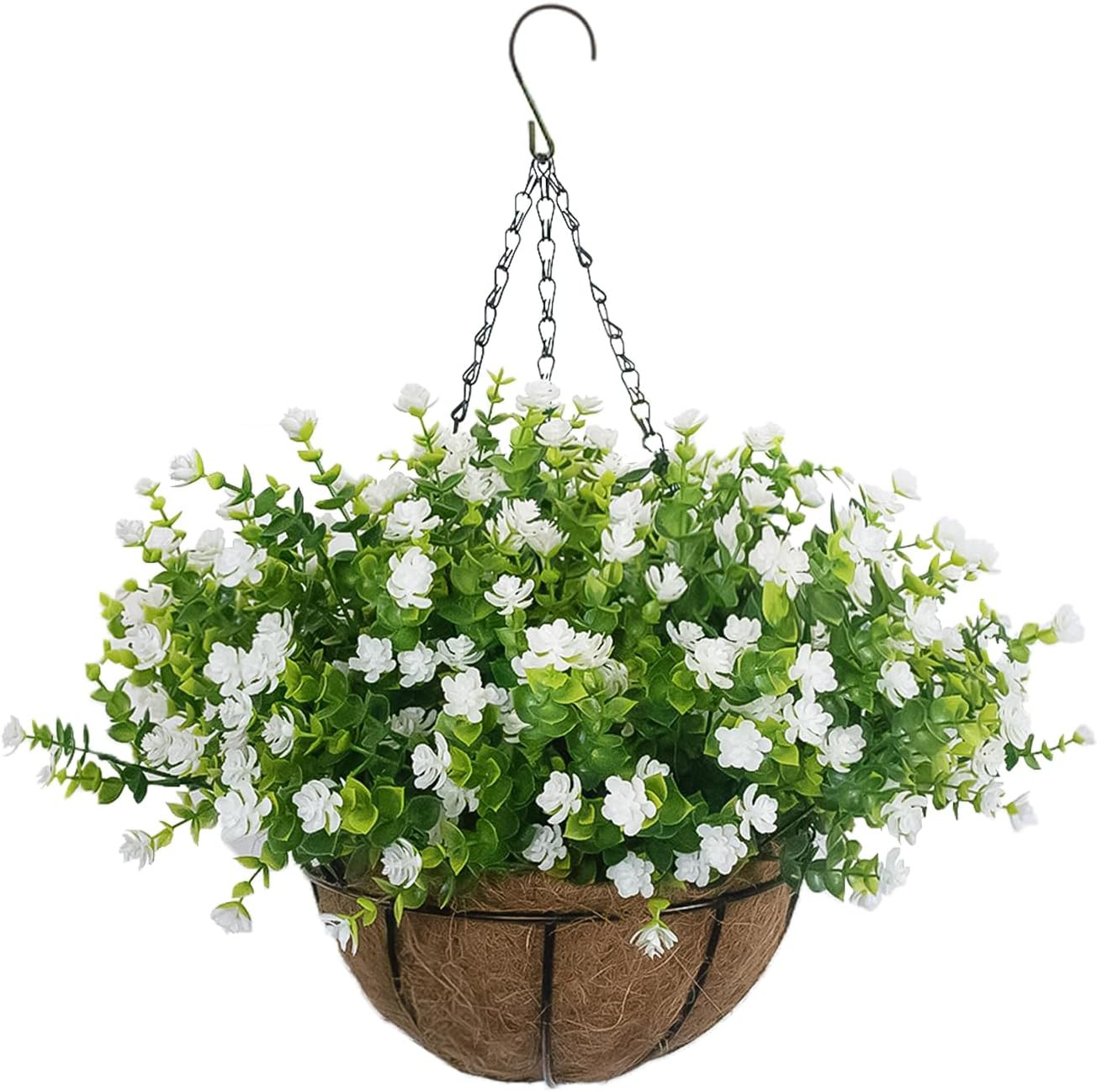 UV-Resistant Artificial Flower Basket – 12 Realistic Faux Plants for Decor