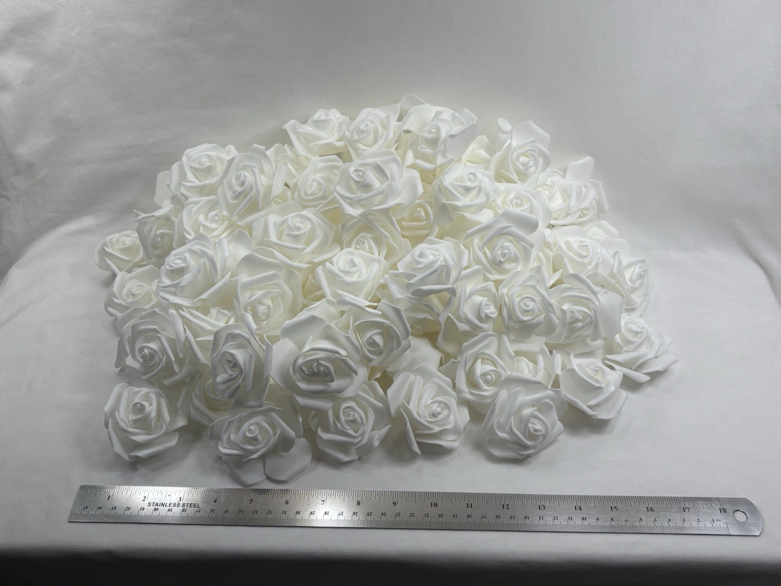 Lot Artificial White Roses Polyethylene Foam Decorating Wedding Flower Heads 3in
