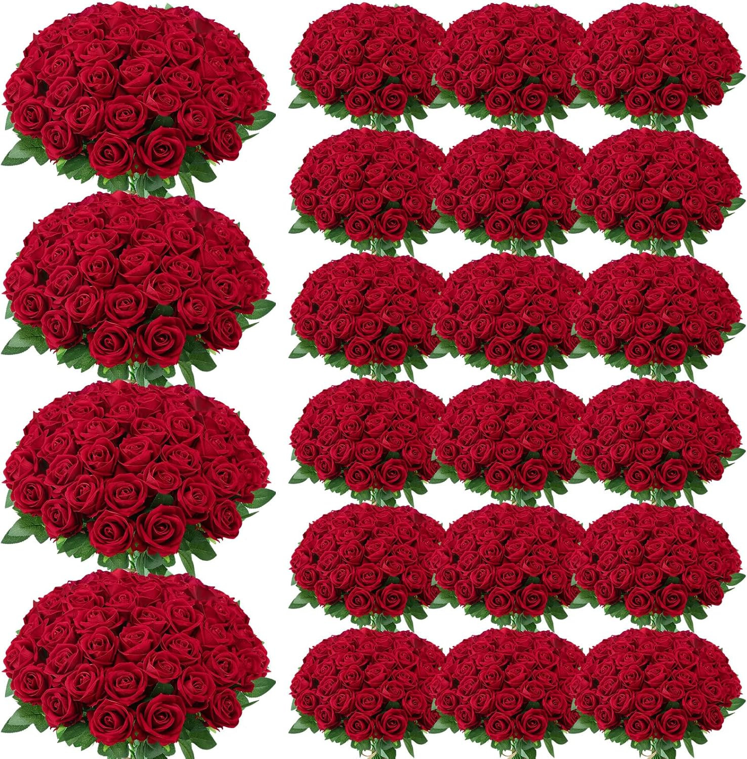 150 Pcs Silk Roses – Crimson Burgundy Long Stem Flowers for Weddings & Decor
