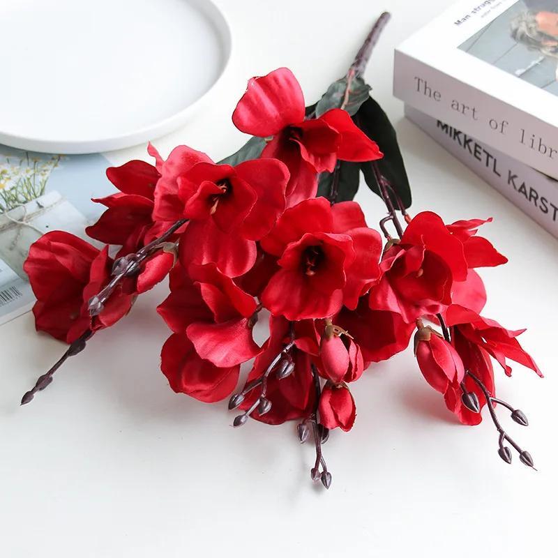 High Quality 5 Forks 20 Head Artificial Magnolia Flower for Home Living Room Tab