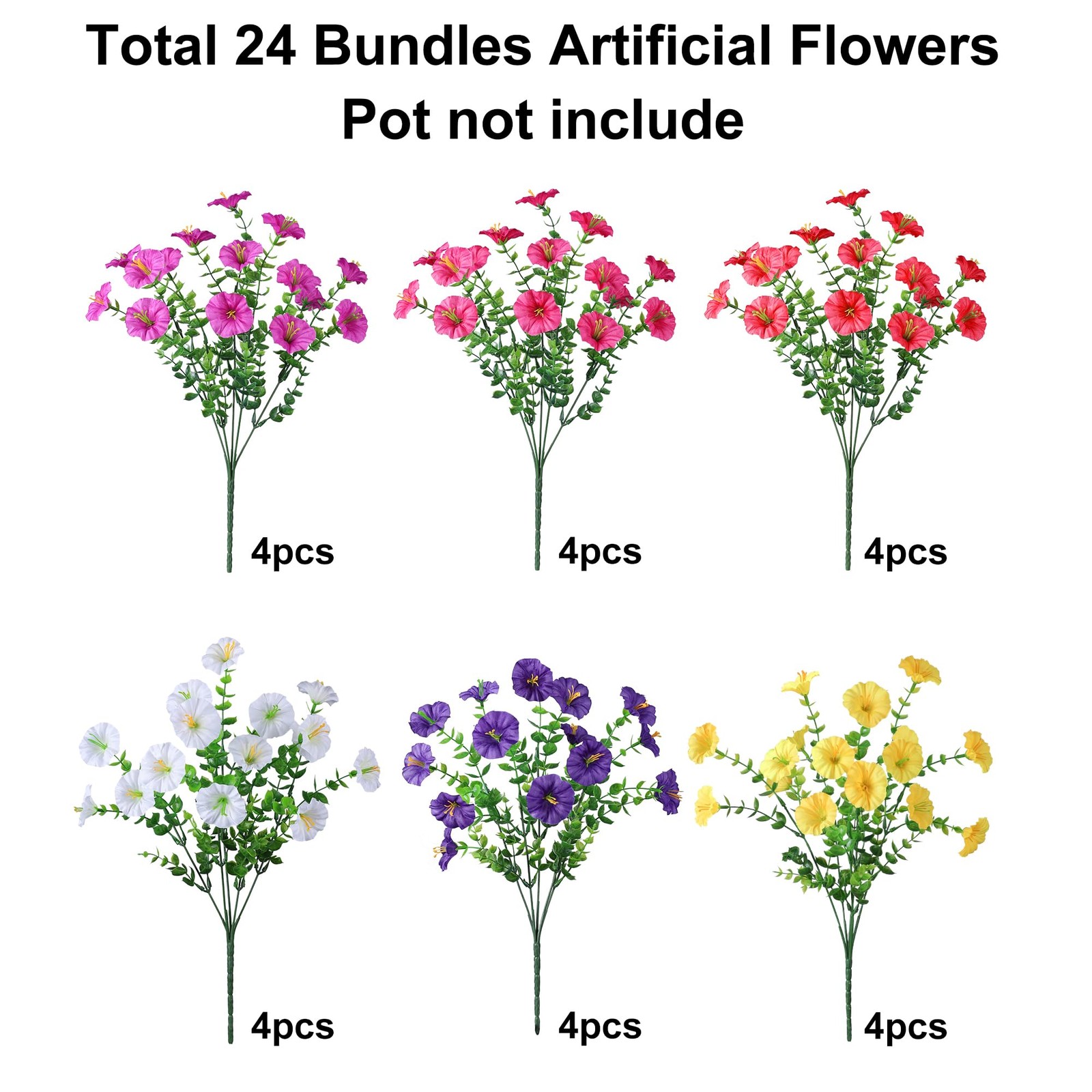 Ivydale 24 Bundles Artificial Flowers for Outdoors Spring Plants Outdoor Deco…