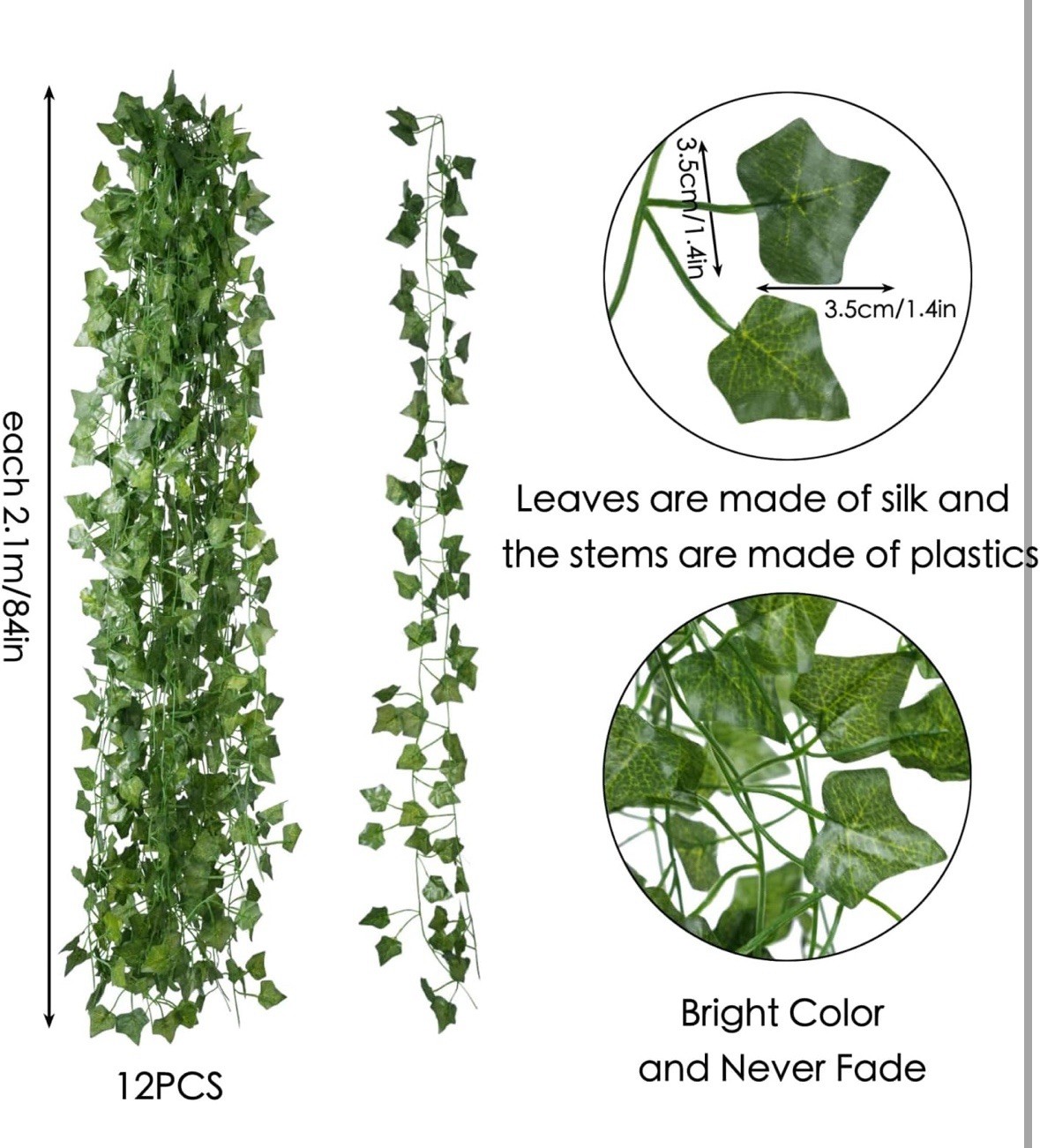 Greenery Vines for Room Decor(12 Pack 84 Feet) Aesthetic Artificial Plant Ivy.