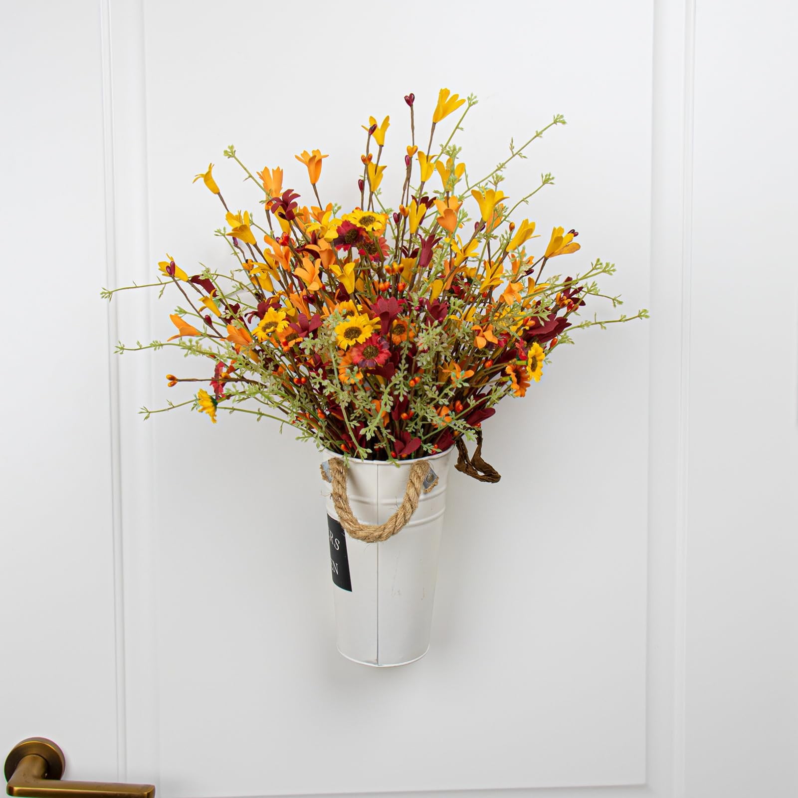 Artificial Fall Flowers 12 Pack Floral Picks 17″ Tall Forsythia Stems with Be…