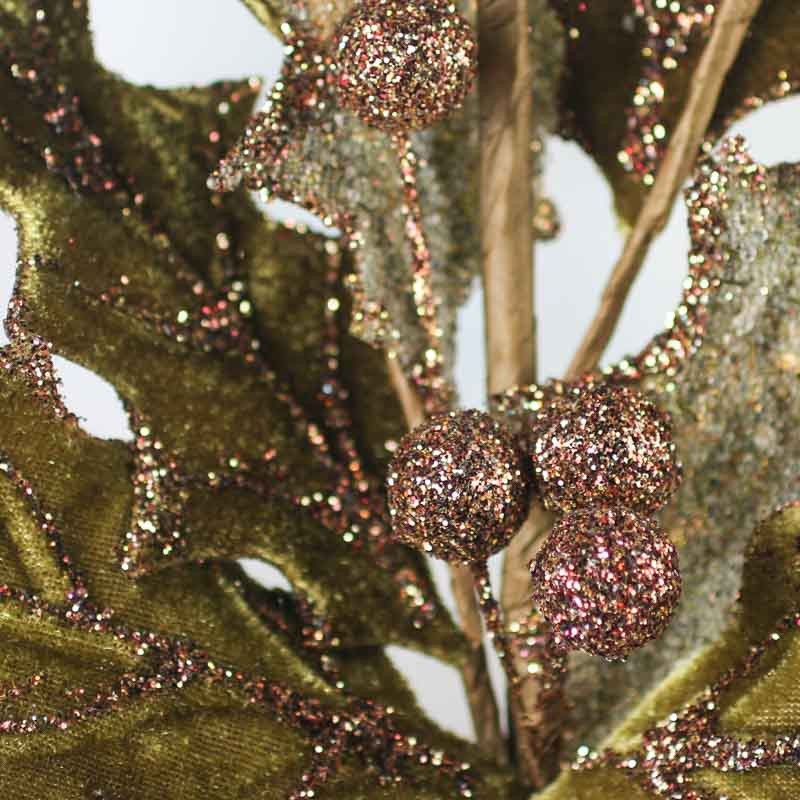 Factory Direct Craft 29 Inch Sparkling Earthy Velvet Holly Leaf