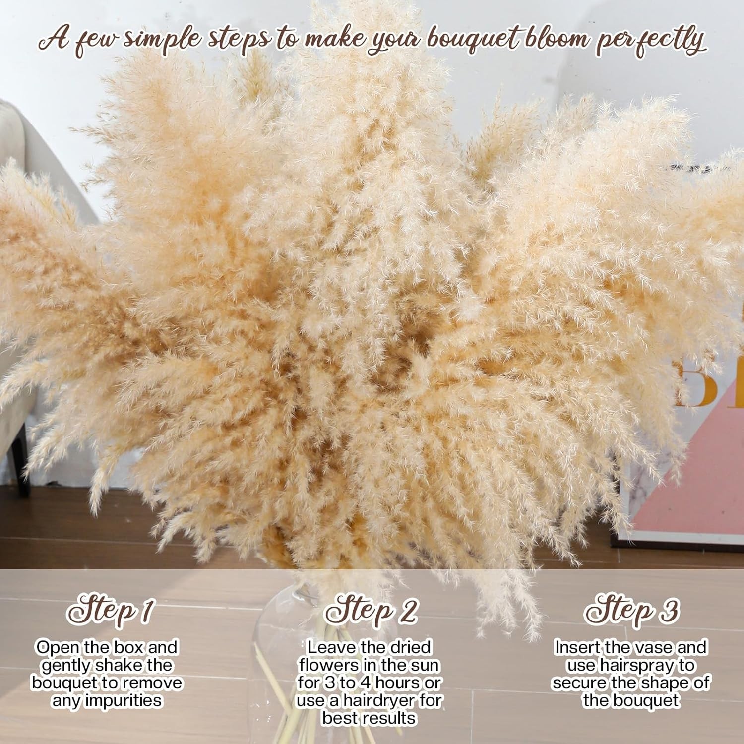 24 pcs Tall Pampas Grass Decoration – Pasuvsigt 40 Inch Large Pampas Grass Dried