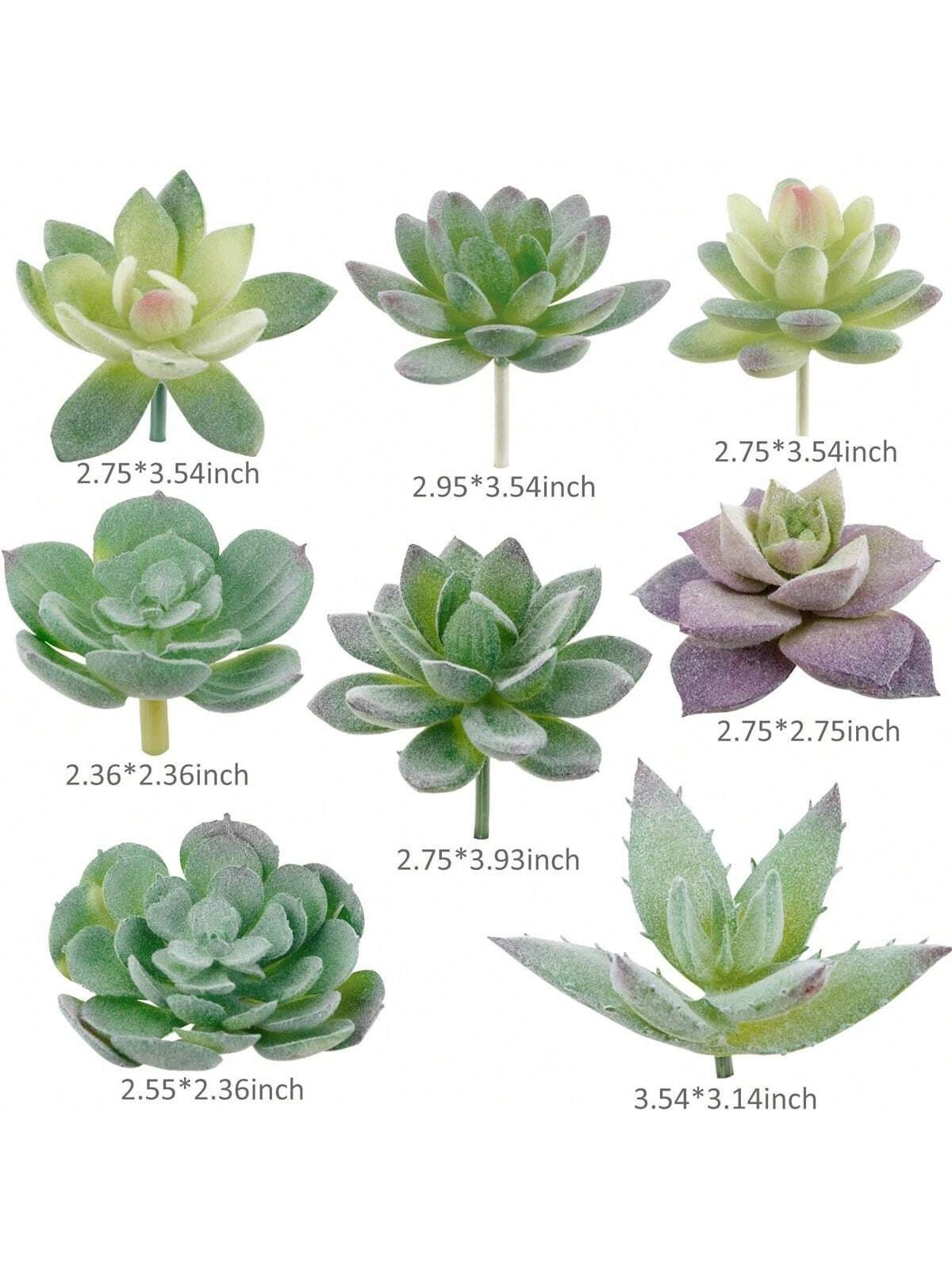 16Pack Flocked Green Floral Mini Artificial Succulents Fake Succulent Plant Set