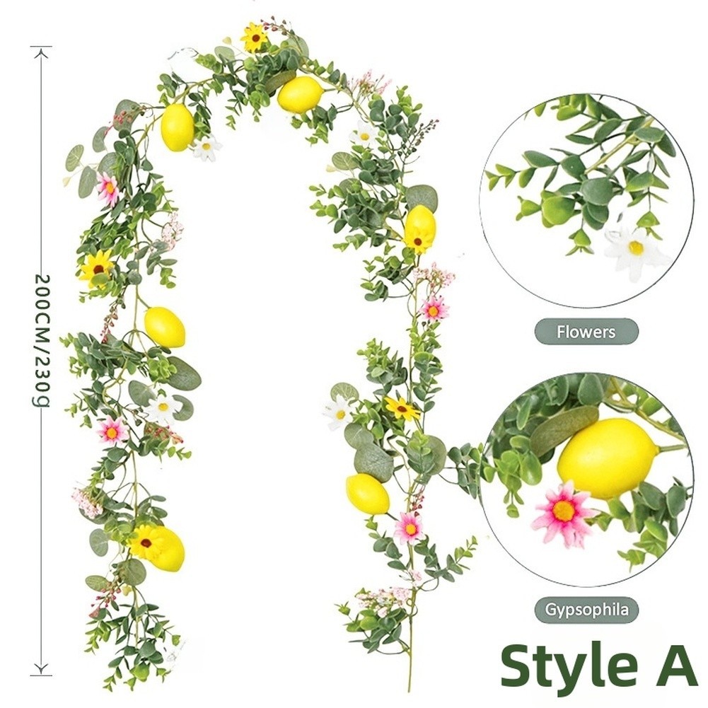 Artificial Lemon Vine with Greenery for Spring Mantel or Shelf Decoration