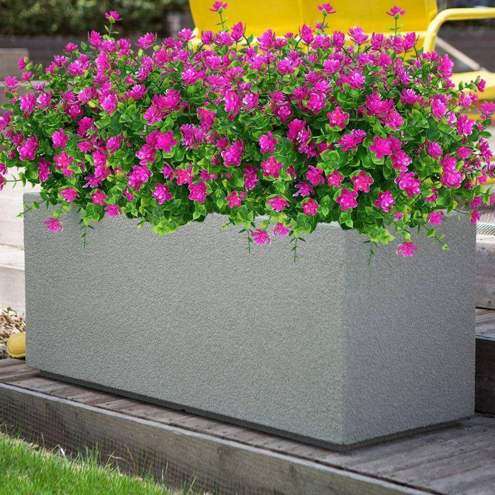 13.8 In. Fuchsia Purple 24-Bundles Outdoor Artificial Fake Flowers UV Resistant