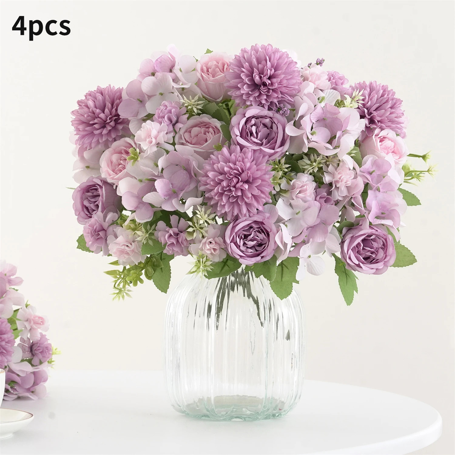 1/4Pcs Realistic Artificial Flower Bouquet, Reusable Faux Peony Chrysanthemums H