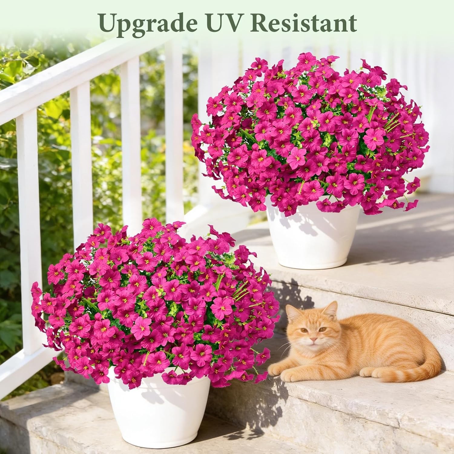 Artificial Flowers for Outdoors 12 Bundles Artificial Petunias Fake Flowers UV R