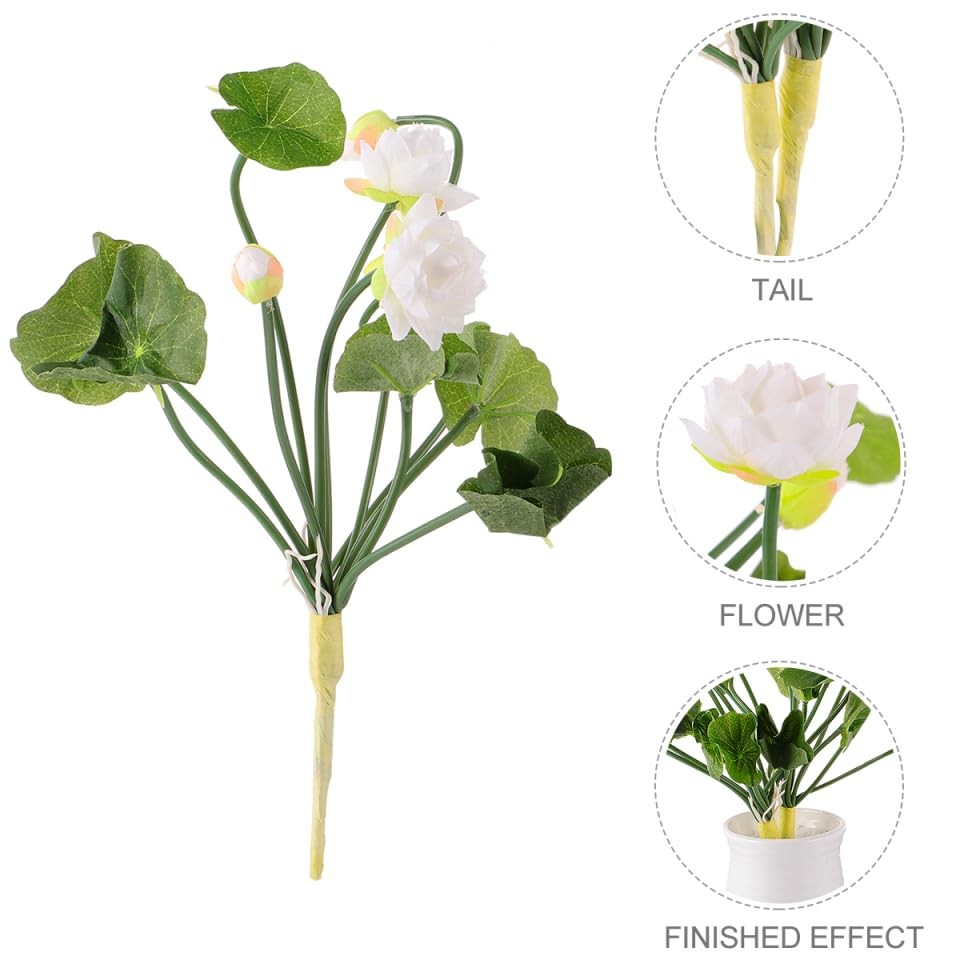 2 Pcs Artificial Lotus Flower Stems Fake Lotus Bouquet Faux Flower Picks Flor…