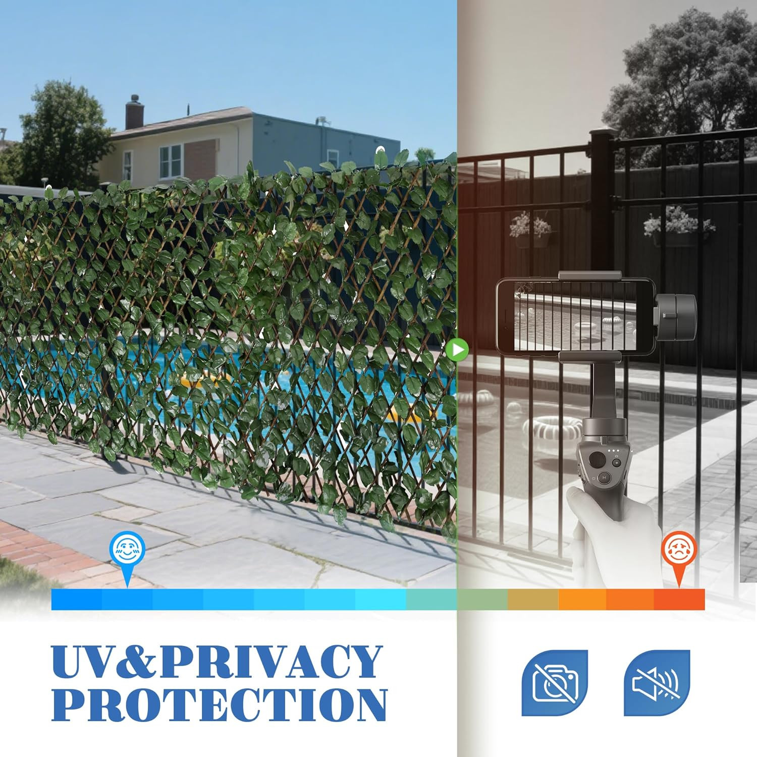 Expandable Artificial Leaf Faux Ivy Sweet Potato Leaves Privacy Fence Screen, St