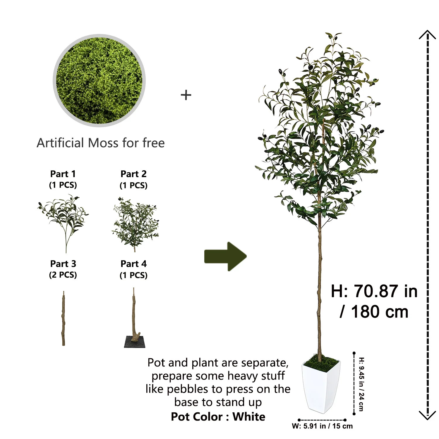 120-180cm Artificial Olive Tree Branch Without Pot Modern Minimalist Fake Plant