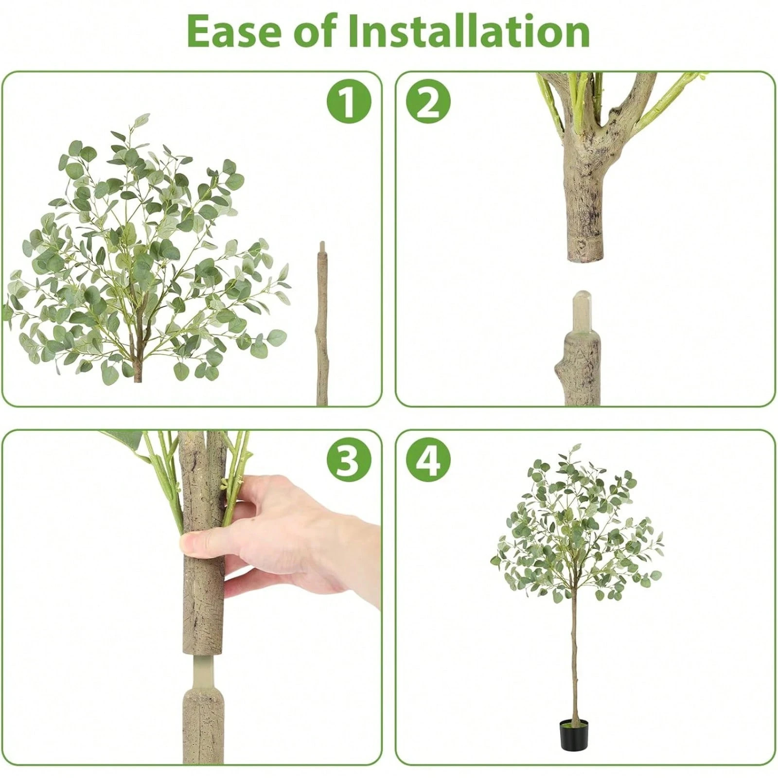 5FT Lifelike Artificial Eucalyptus Tree Faux Silk Plant in Nursery Pot