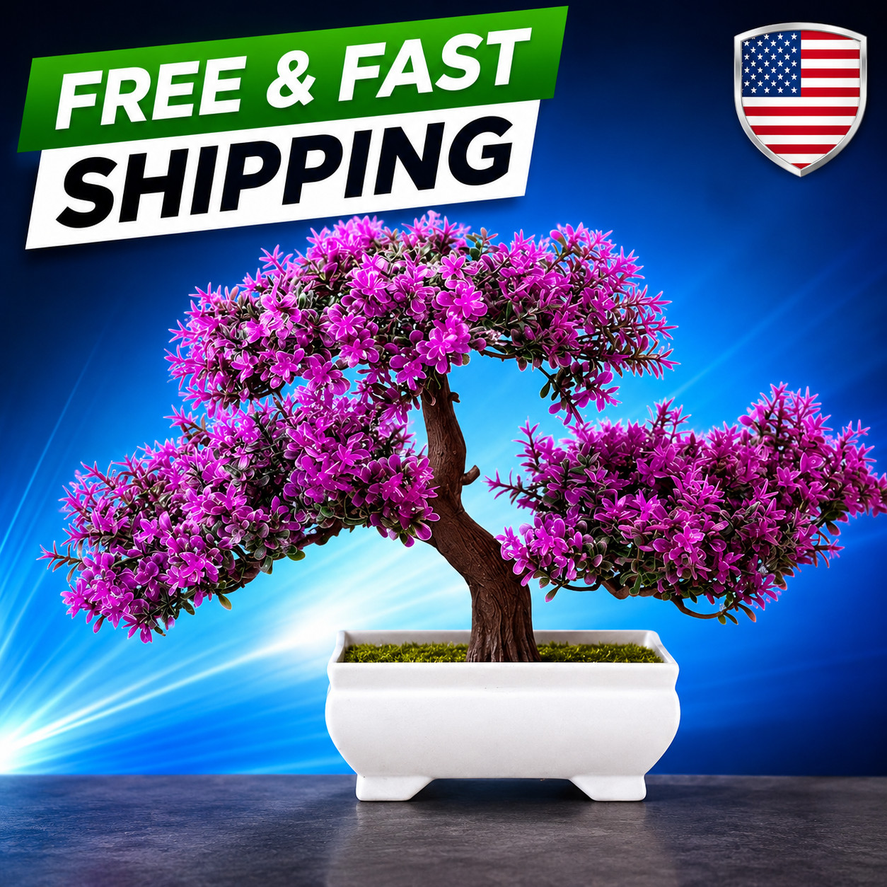 Artificial Bonsai Tree Potted Plant Fake Flowers Home Table Garden Decoration