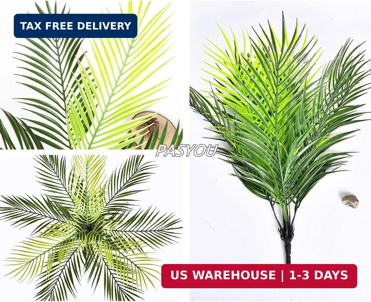 PASYOU Artificial Palm Tree, Plastic Plants Greenery Fake Tropical Shrubs Faux B