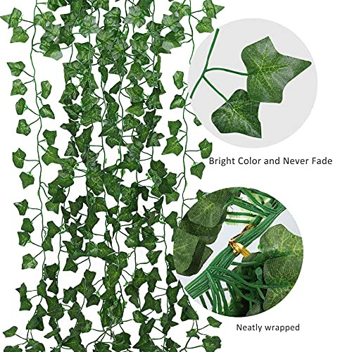 86 FT Artificial Ivy Fakeery Leaf Garland Plants Vine Foliage Flowers Green
