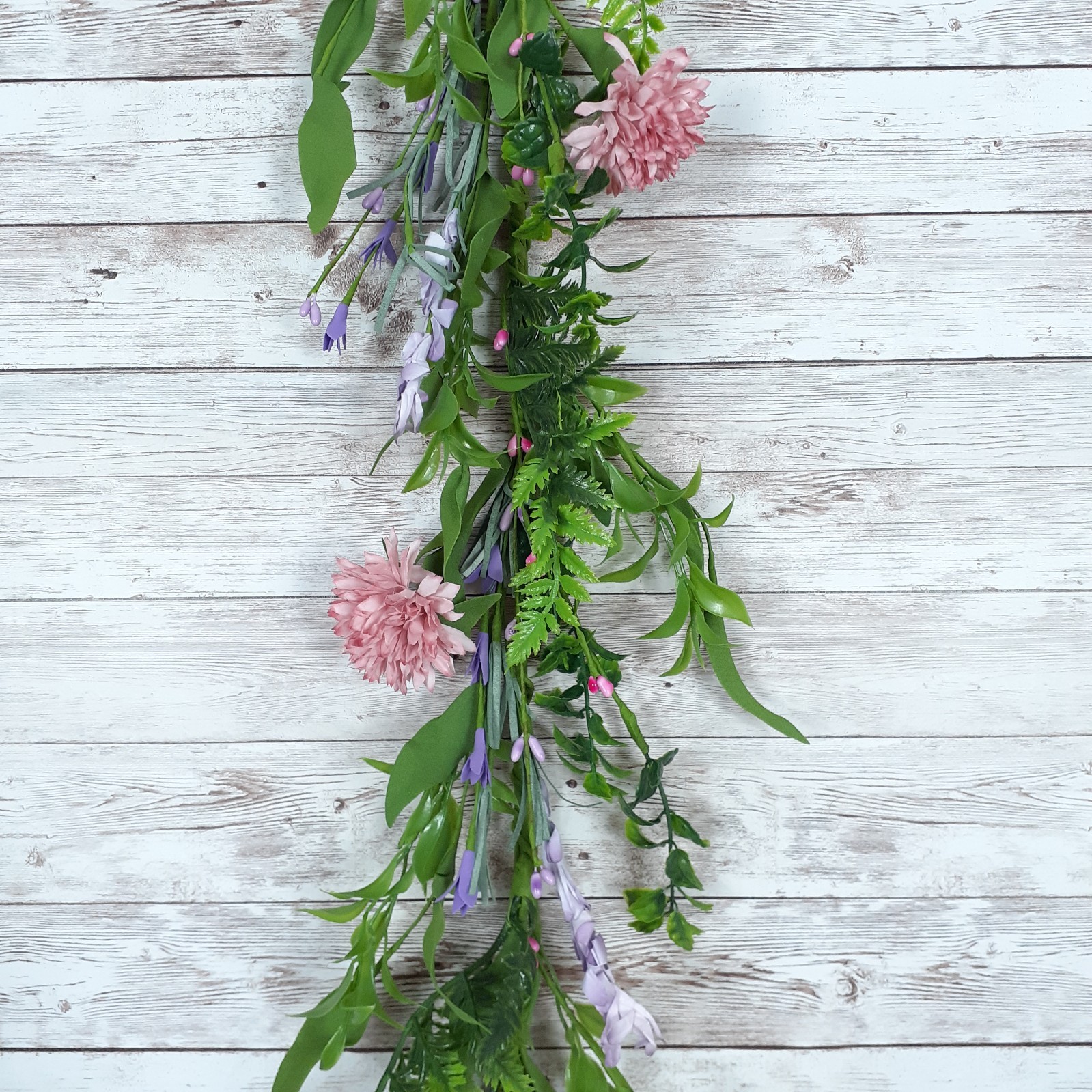 Faux Floral Garland 50 inch Pink Chrysanthemum Purple Flower