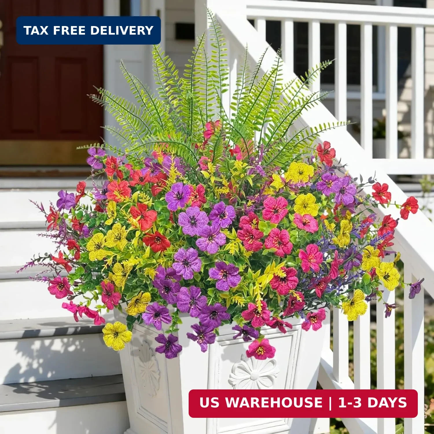 20 Bundles Artificial Flowers for Outdoors, UV Resistant Silk Fake Flowers with