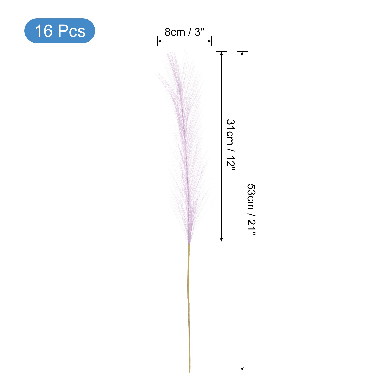 16pcs Faux Pampas Grass 21 Inch Artificial Pampas Grass for Light Purple