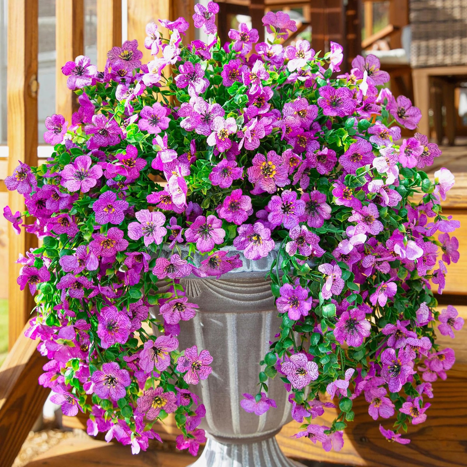 Artificial Faux Hanging Flowers Plants for Outdoor Decor, 2 PCS Outside Fake …