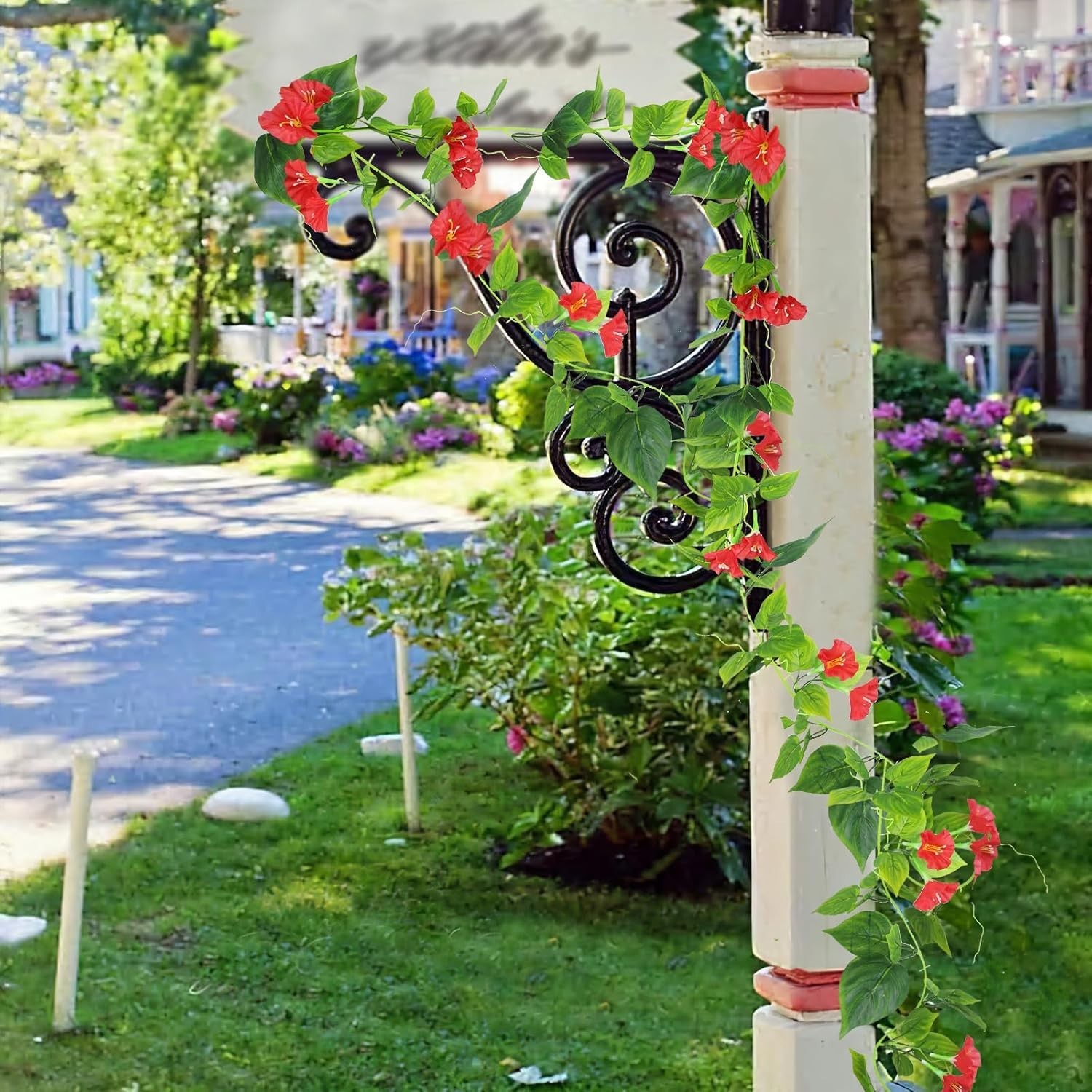 2 Pcs Artificial Vines for Outdoors Silk Morning Glory Vines 15Feet Blue