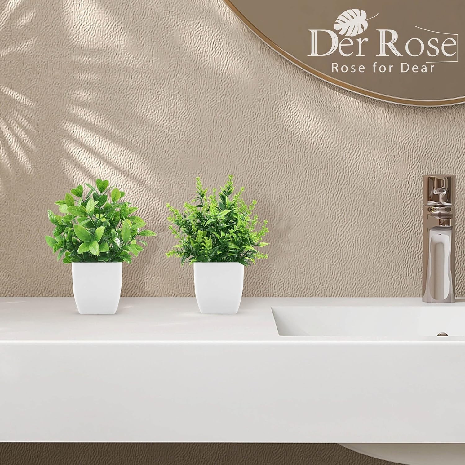 Elegant 2 Pack Faux Eucalyptus Plants in White Pots for Home & Office Decor