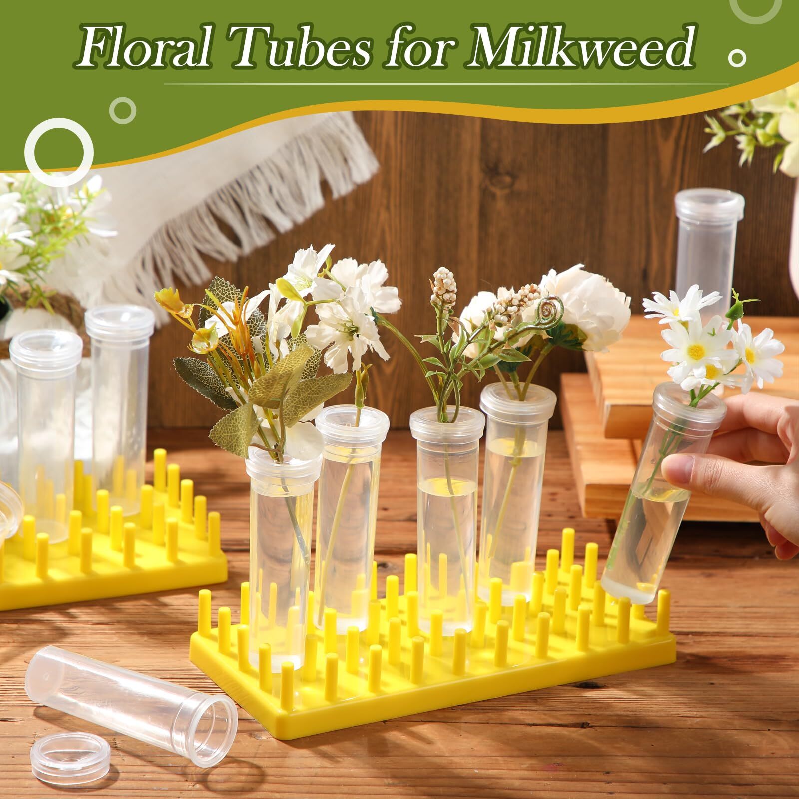 100 Pcs 60ml Large Plastic Floral Tubes for Milkweed Cuttings Flower Arrangement