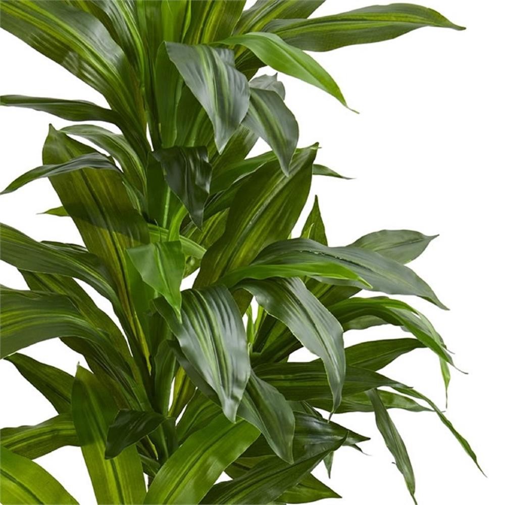 Pemberly Row 48″ Dracaena Artificial Plant in Sand Colored Planter Real Touch