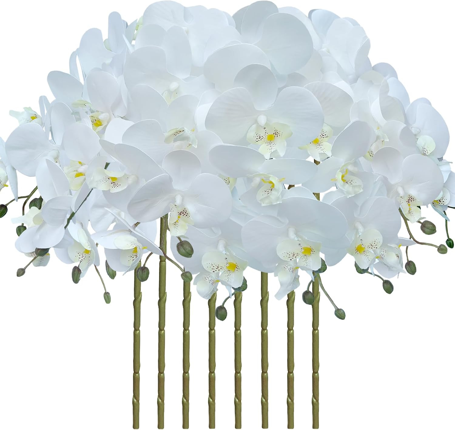 32″ White Artificial Phalaenopsis Orchid Flowers – 8 Pcs for Home Décor