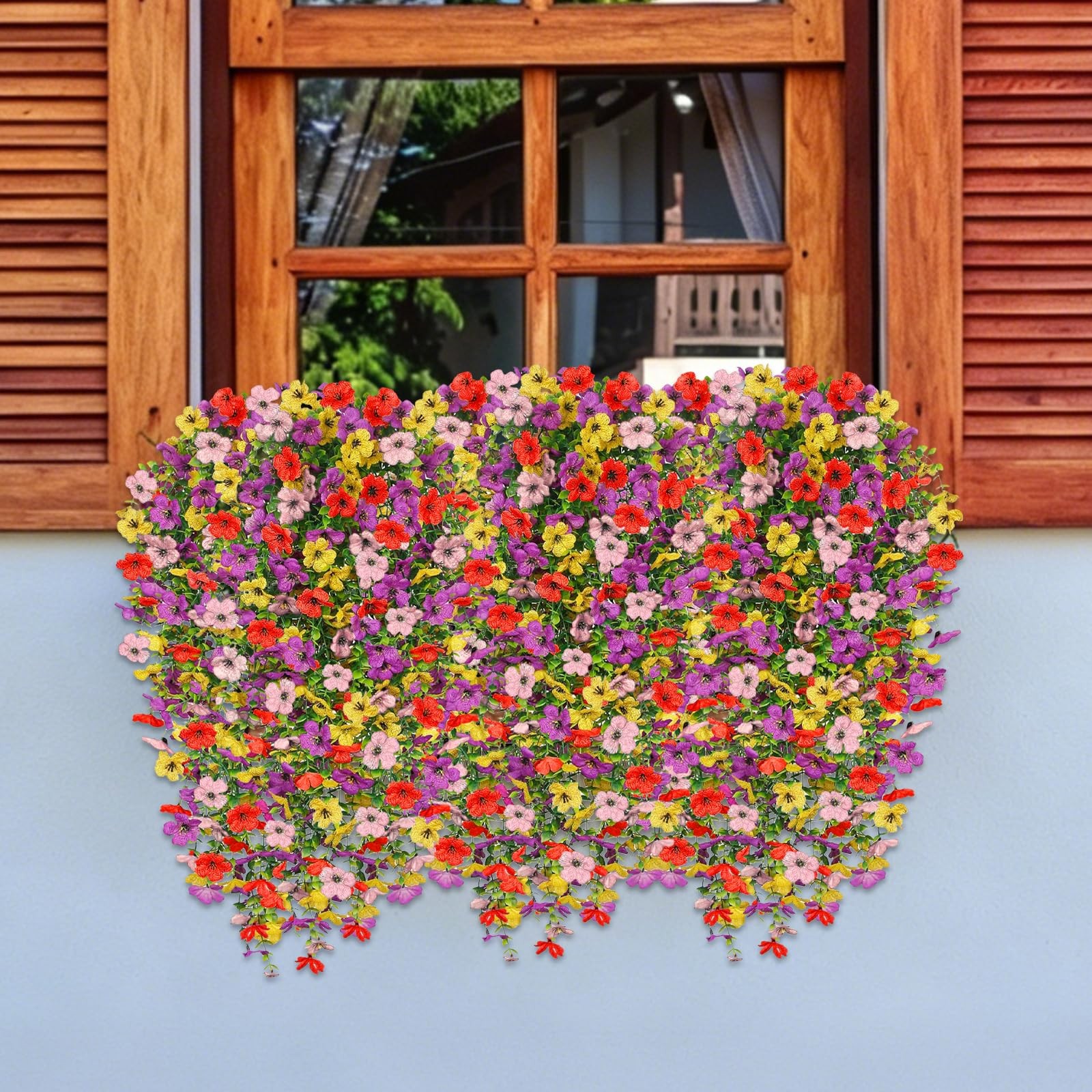 6 Bundles UV Resistant Artificial Flowers for Outdoors, Mix Color