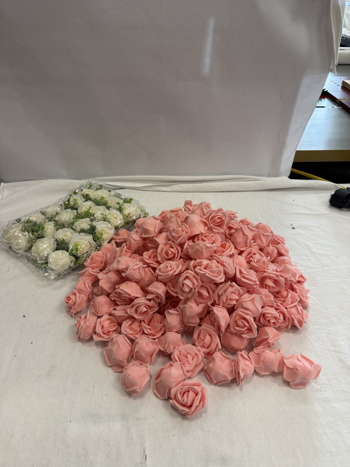 192 Peach Artificial Fake Roses & 20 White Pin on Roses