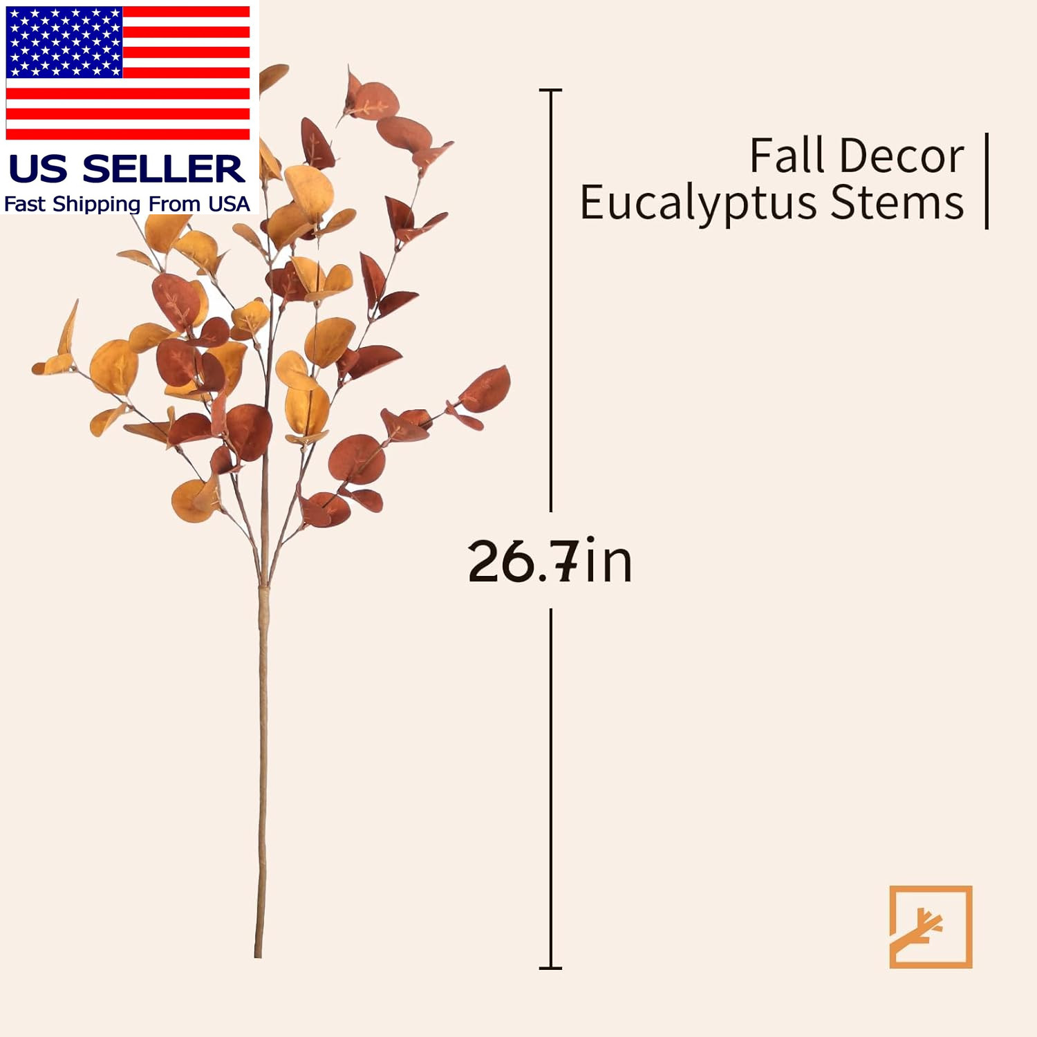 6 Pcs Fall Stems Artificial Eucalyptus 26.7” Tall Decor Fake Silver Dollar Leav