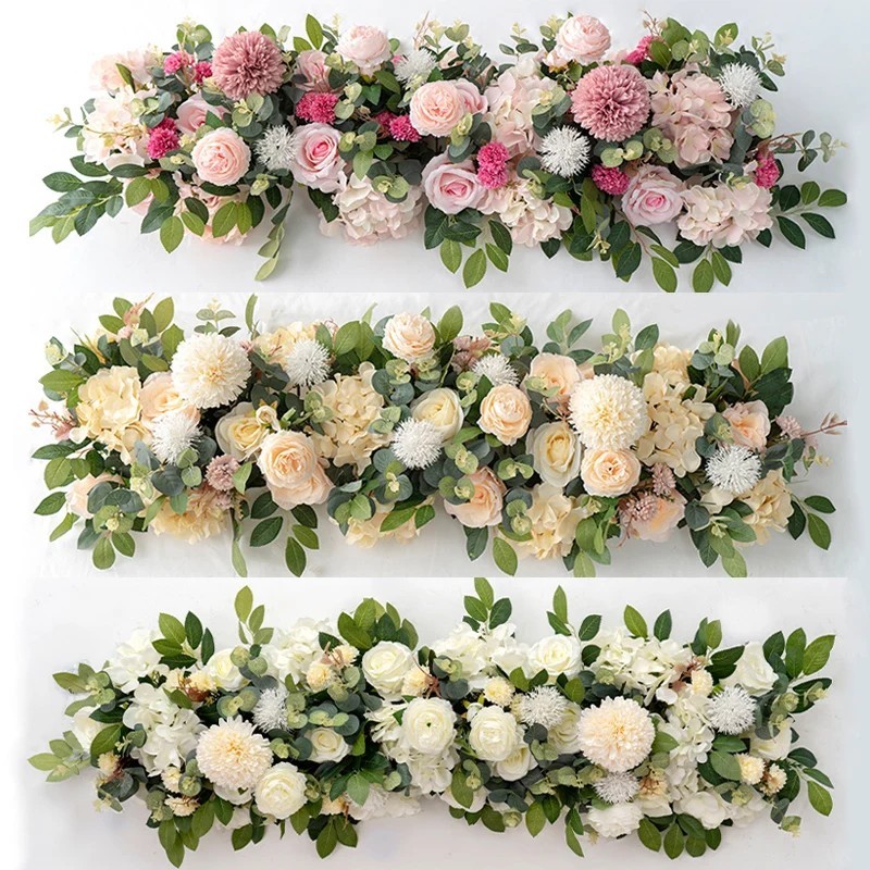 100cm Artificial White Rose Flower Row Table Centerpiece Flowers – Wedding Decor