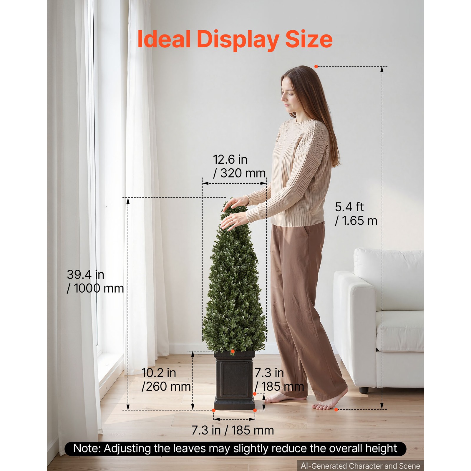 Uimoso Artificial Boxwood Topiary 3.3 Ft Set of 2 with Durable Pot Greenery PE