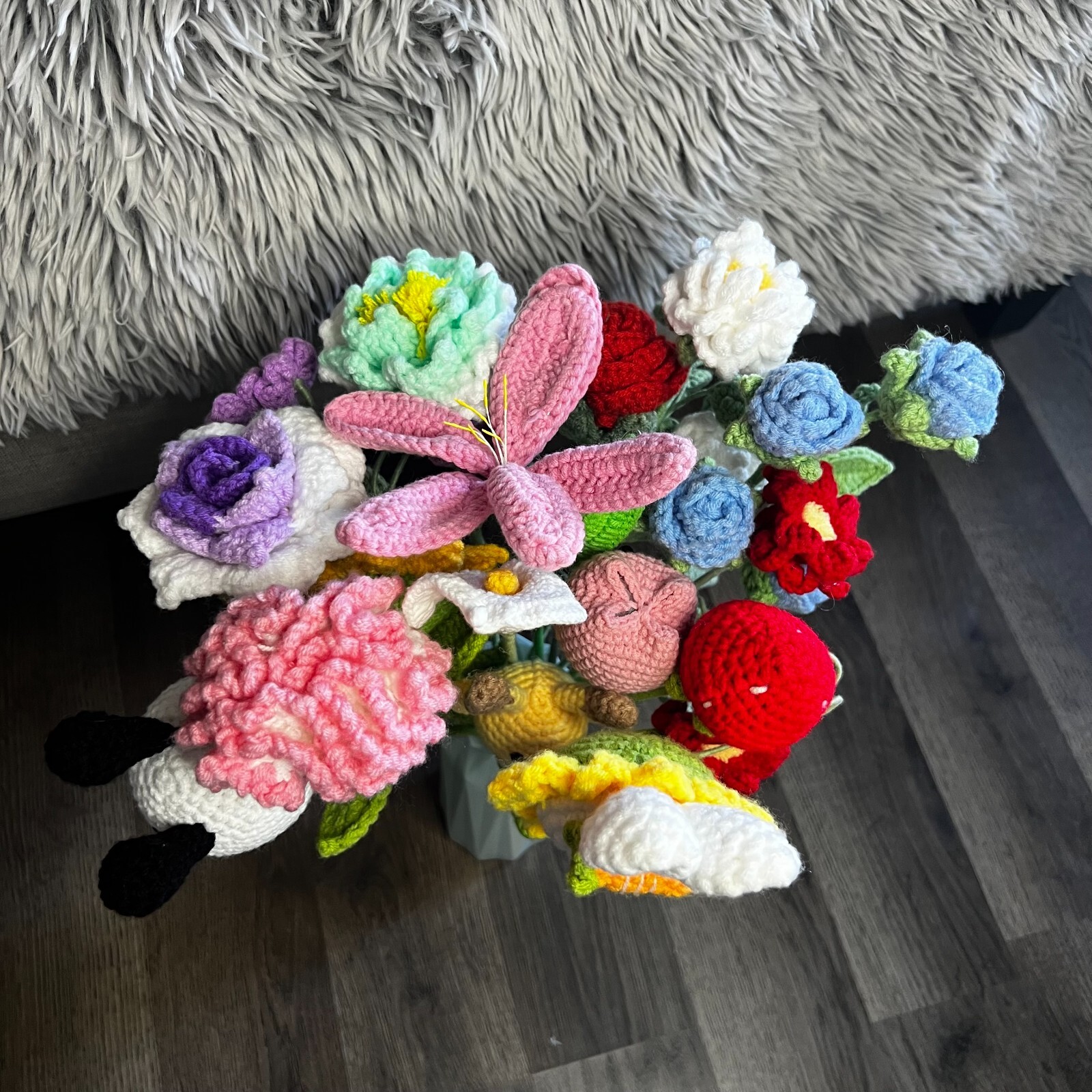 Hand Knitted Flower Yarn Crochet Flowers Hand Craft