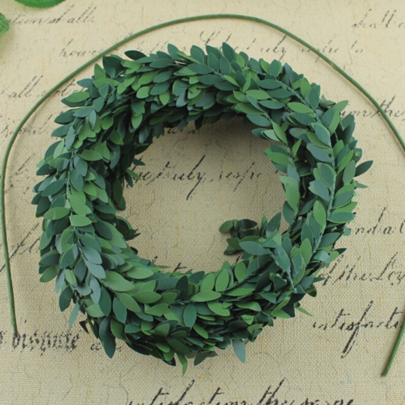 Garland Green Leaf Iron Wire Artificial Vine Wreath Rattan Home Wedding Decor