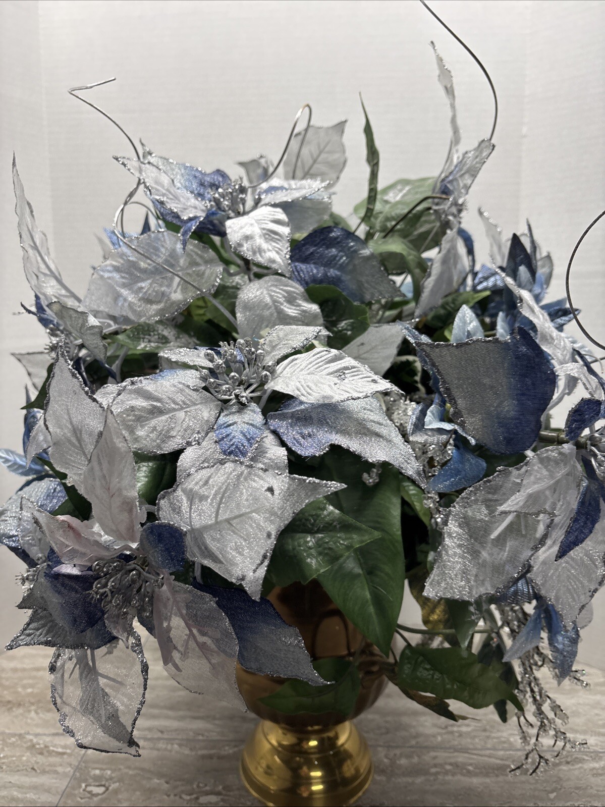 Large Floral Arrangement/ Center Piece In Gold Vase 24×24