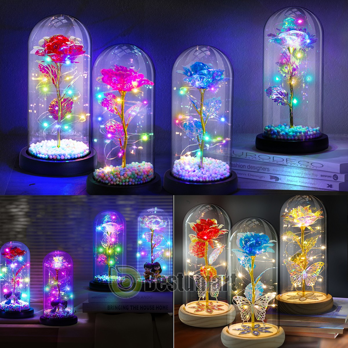 Eternal Rose LED Light in Glass Flower Gift for Her Valentine’s Christmas Gift