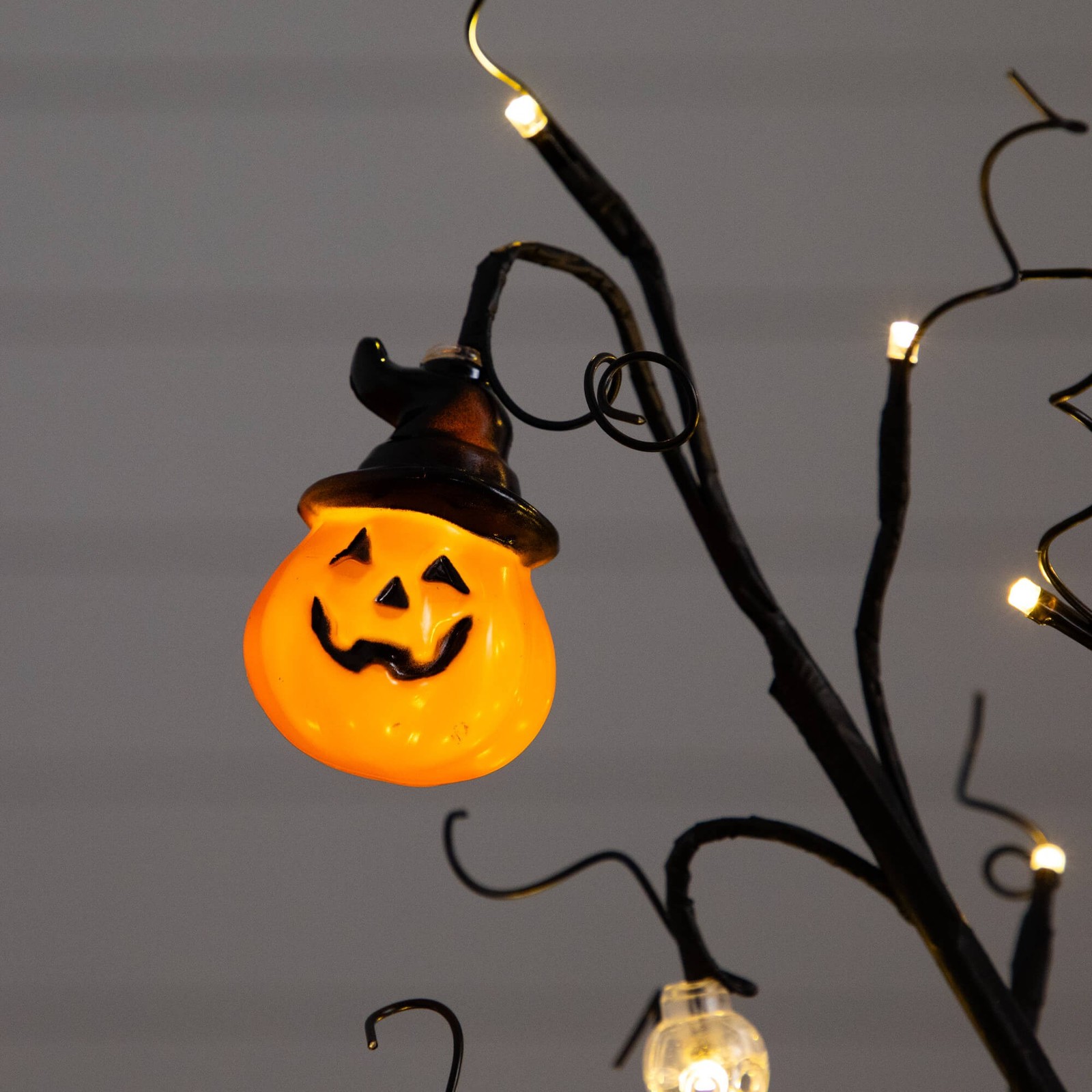 Nearly Natural 3ft Pre-Lit Halloween Pumpkins & Skulls Ornament Tree w/ 48 LED