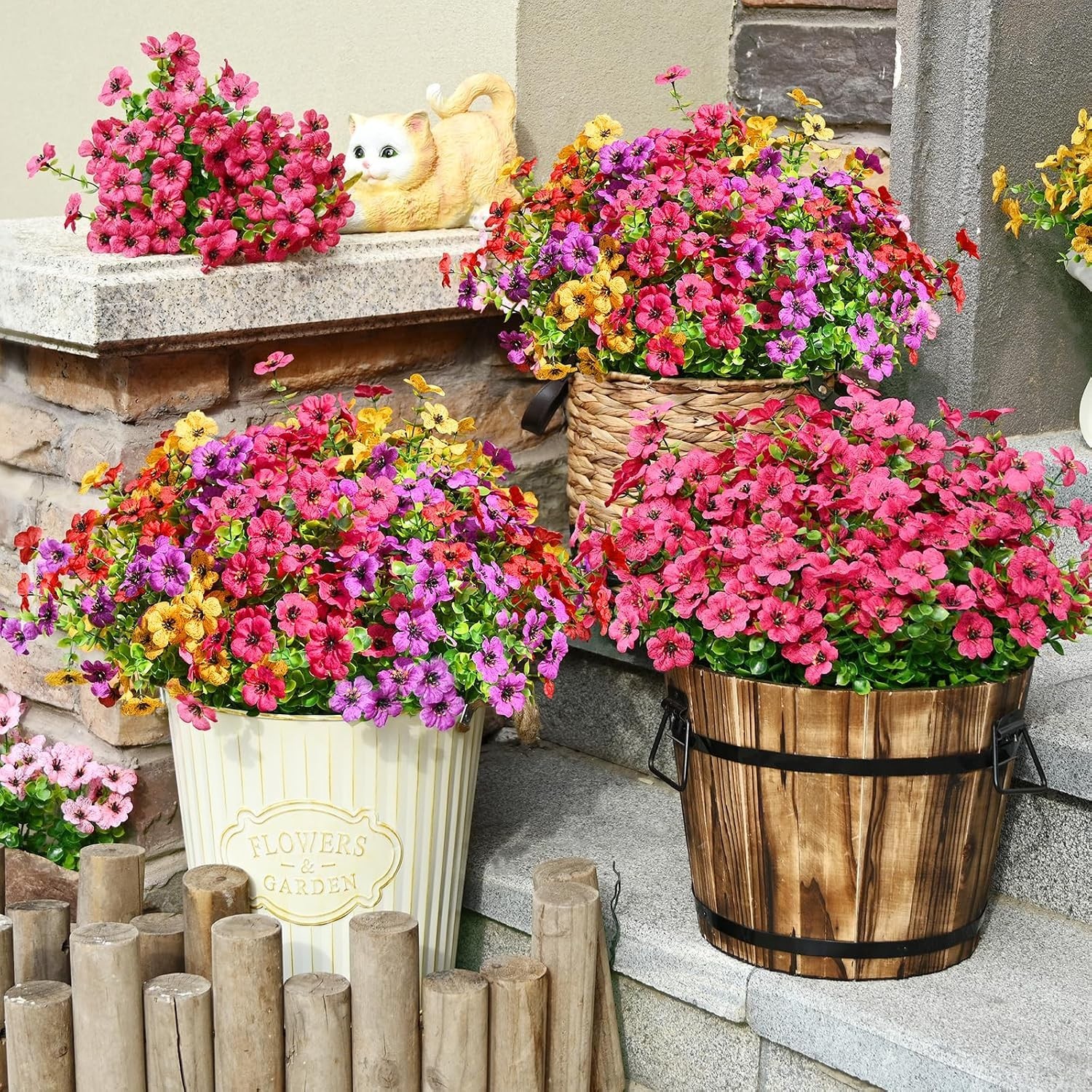 Customizable Fake Flowers – 24 Bundles for Stunning Outdoor Decor Creations