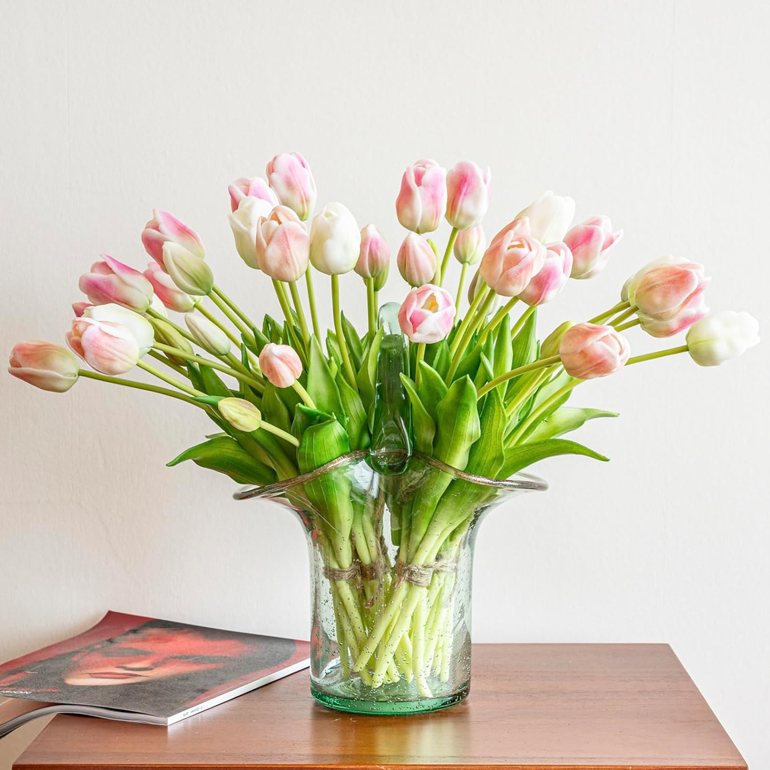 Artificial Tulips Flowers,Soft Touch Latex Bouquet, Fake Tulips,Spring Wedding H