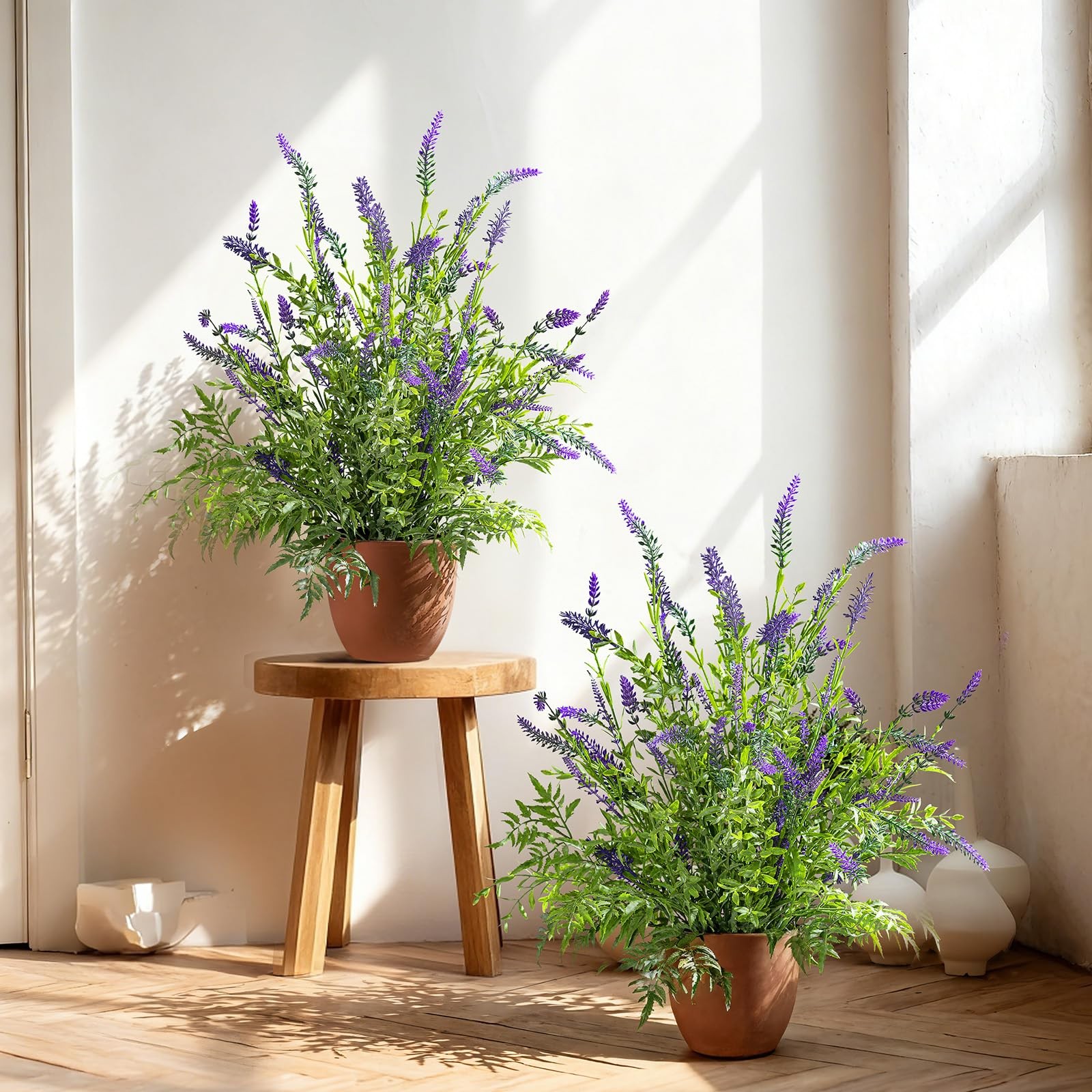 2 Pack Artificial Lavender Plants in Pots Artificial Potted Plants Fake Flowe…