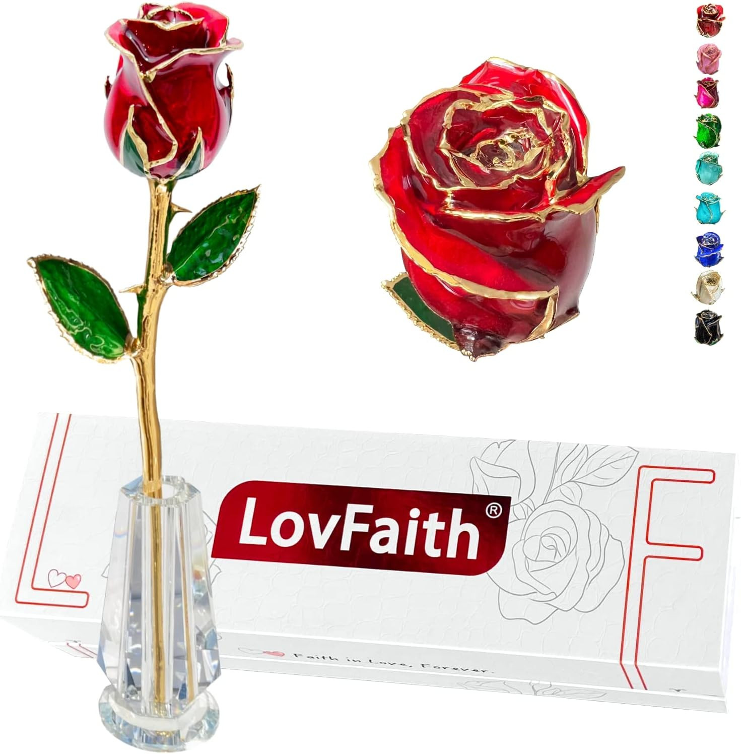 Valentine Gift Real Rose Dipped Thick Sterling Silver with Crystal Stand, Best 2
