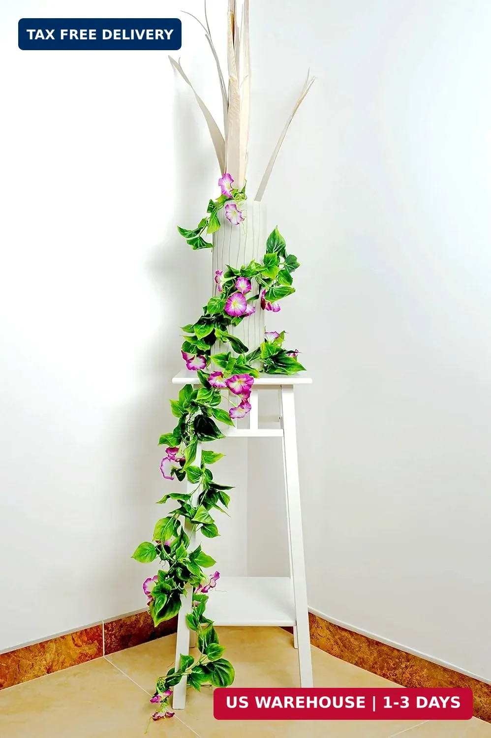 AirSun Artificial Morning Glory Flower Vines, 2pcs 15Feet Hanging Plants Silk Ga