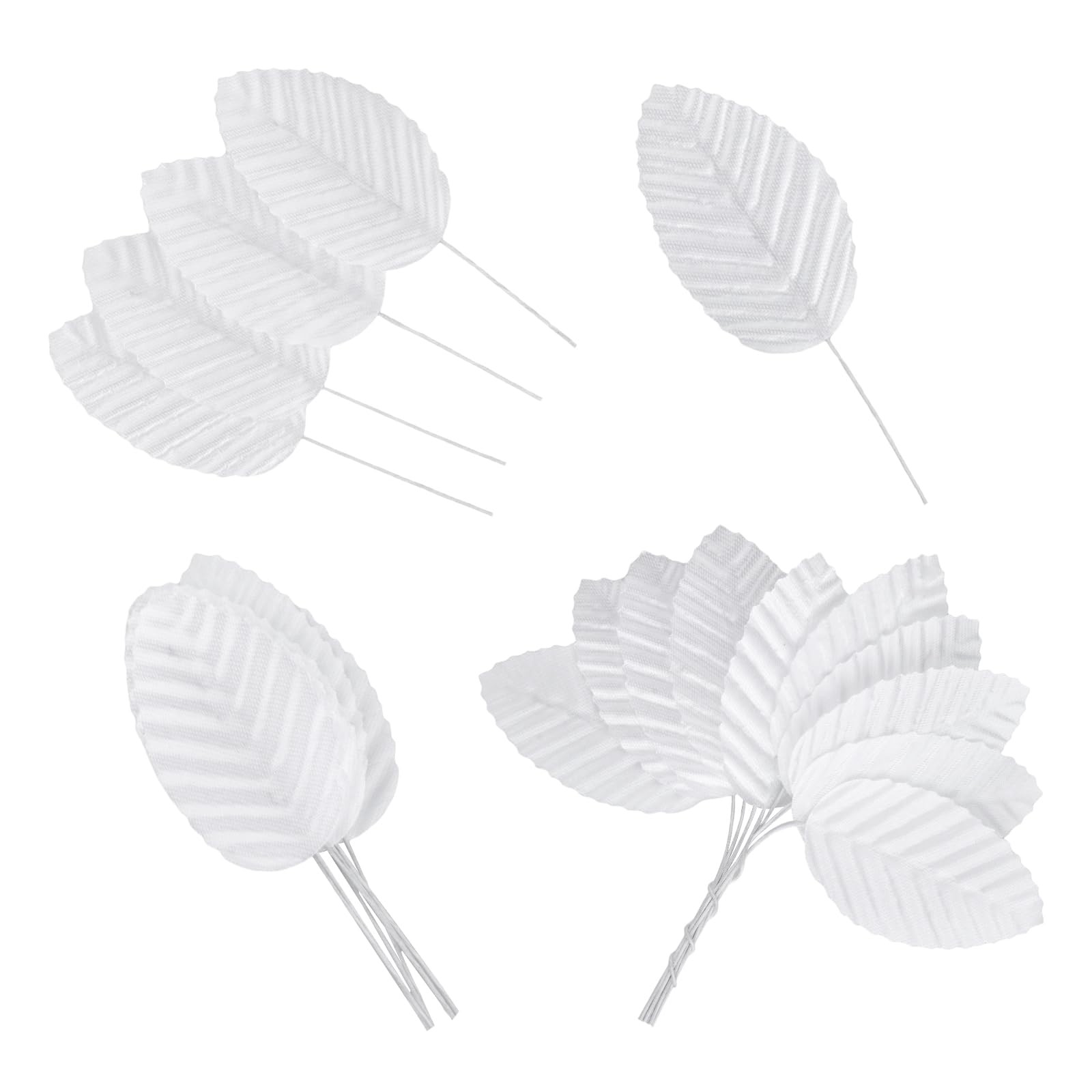 200pcs Artificial Silk Leaves for Decor Wedding Corsage Bouquets – White