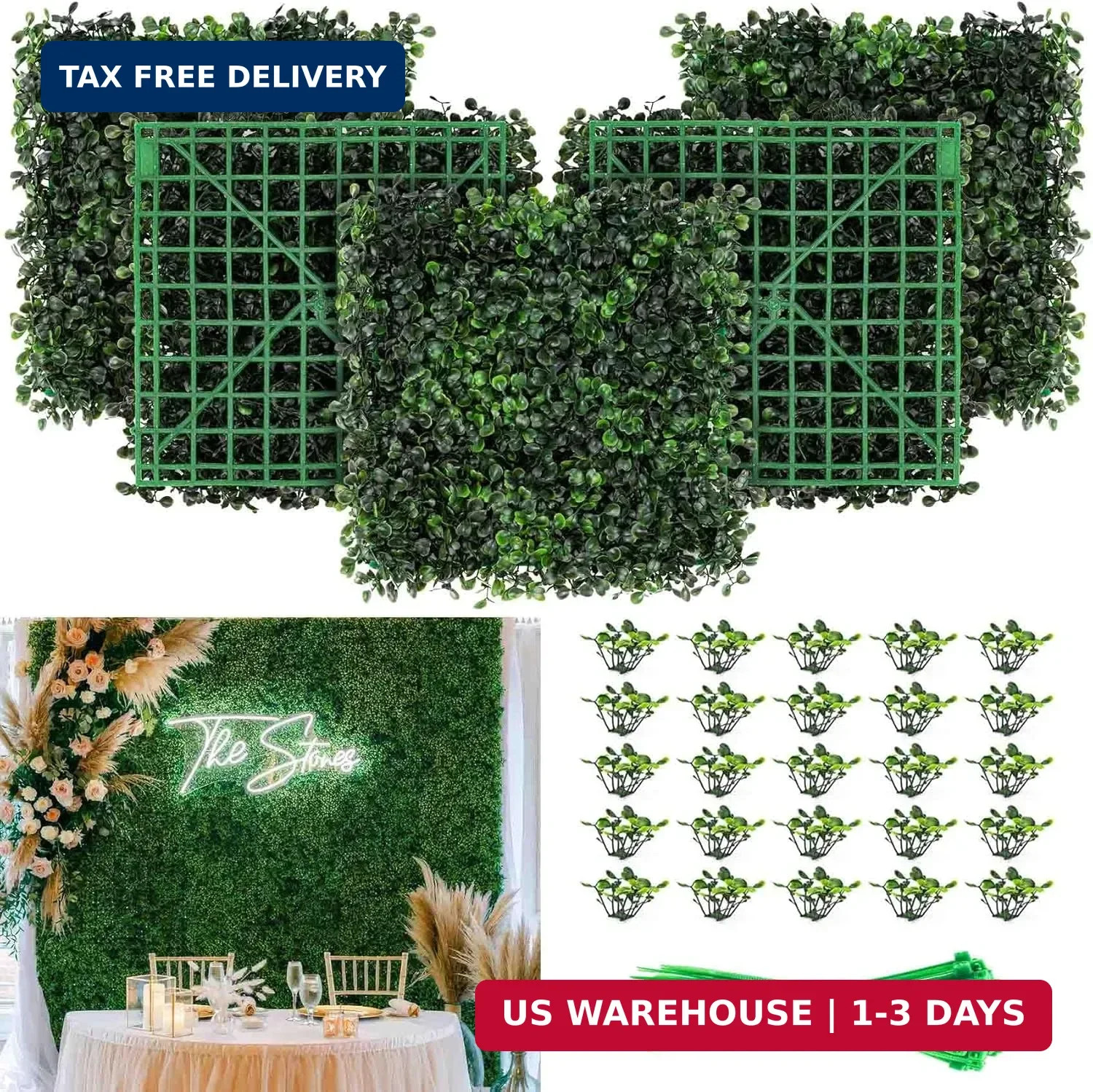 KASZOO Artificial Grass Wall Panel – 12 Pack 10″x10″ Boxwood Panels for Greenery